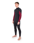 The O'Neill Mens HyperFreak Fire 5/4mm Chest Zip Wetsuit in Black & Dark Red