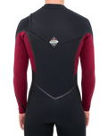 The O'Neill Mens HyperFreak Fire 5/4mm Chest Zip Wetsuit in Black & Dark Red