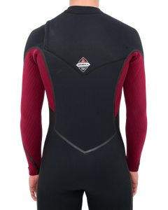 The O'Neill Mens HyperFreak Fire 5/4mm Chest Zip Wetsuit in Black & Dark Red