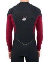 The O'Neill Mens HyperFreak Fire 5/4mm Chest Zip Wetsuit in Black & Dark Red