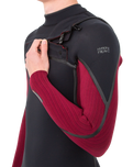 The O'Neill Mens HyperFreak Fire 5/4mm Chest Zip Wetsuit in Black & Dark Red