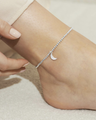 Silver Moon Anklet in Silver