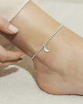 Silver Moon Anklet in Silver