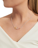 Florence Linked Hearts Necklace in Silver & Rose Gold