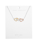 Florence Linked Hearts Necklace in Silver & Rose Gold