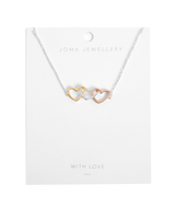 Florence Linked Hearts Necklace in Silver & Rose Gold