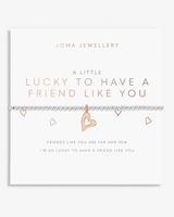 The Joma Jewellery A Little 'Lucky To Have A Friend Like You' Bracelet in Silver And Rose Gold Plating