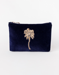 The Elizabeth Scarlet Gold Palm Mini Pouch in Navy