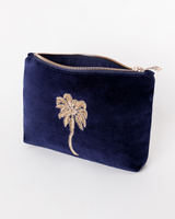 The Elizabeth Scarlet Gold Palm Mini Pouch in Navy