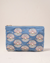 The Elizabeth Scarlett Pearl Shell Velvet Everyday Pouch in Dusky Blue