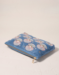 The Elizabeth Scarlett Pearl Shell Velvet Everyday Pouch in Dusky Blue