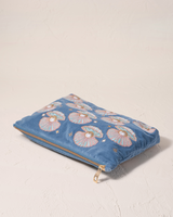 The Elizabeth Scarlett Pearl Shell Velvet Everyday Pouch in Dusky Blue