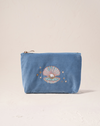 The Elizabeth Scarlett Pearl Shell Velvet Mini Pouch in Dusky Blue