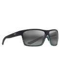 The Maui Jim Alenuihaha Polarised Wrap Sunglasses in Grey Black Stripe & Neutral Grey