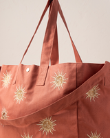 The Elizabeth Scarlett Sun Goddess Canvas Carryall in Rust