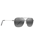 The Maui Jim Mano Polarised Aviator Sunglasses in Black with Silver Stripe & Neutral Grey