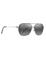 The Maui Jim Mano Polarised Aviator Sunglasses in Black with Silver Stripe & Neutral Grey