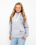 Polzeath Hoodie in Dusty Grey & Cyan