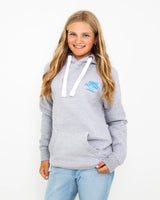 Polzeath Hoodie in Dusty Grey & Cyan