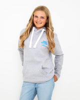 Polzeath Hoodie in Dusty Grey & Cyan