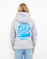 Polzeath Hoodie in Dusty Grey & Cyan