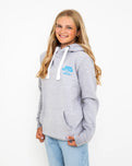 Polzeath Hoodie in Dusty Grey & Cyan