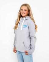 Polzeath Hoodie in Dusty Grey & Cyan