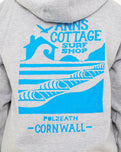 Polzeath Hoodie in Dusty Grey & Cyan