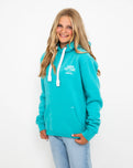 Polzeath Hoodie in Lagoon & White