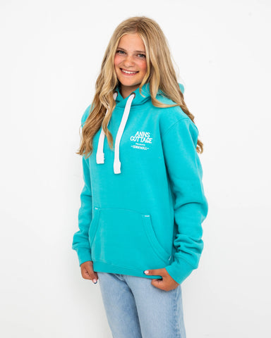 Polzeath Hoodie in Lagoon & White