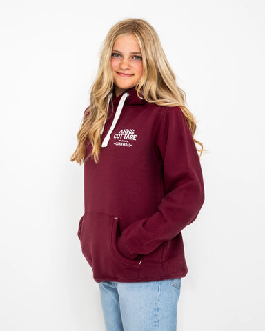 Polzeath Hoodie in Maroon & White