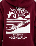 Polzeath Hoodie in Maroon & White