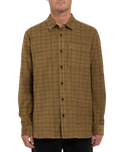 The Volcom Mens Zander Shirt in Dark Khaki