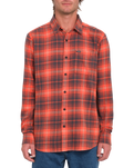 The Volcom Mens Caden Plaid Shirt in Bright Red