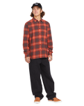 The Volcom Mens Caden Plaid Shirt in Bright Red