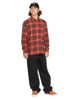 The Volcom Mens Caden Plaid Shirt in Bright Red