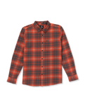 The Volcom Mens Caden Plaid Shirt in Bright Red