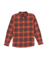 The Volcom Mens Caden Plaid Shirt in Bright Red