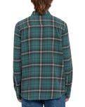 The Volcom Mens Caden Plaid Shirt in Sea Green