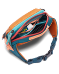 The Cotopaxi Allpa X 1.5L Bumbag in Tamarindo & Abyss