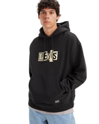 The Levi's® Mens Skate Hoodie in Chenille Patch Black Grey