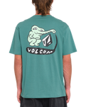 The Volcom Mens Santi Stoned T-Shirt in Sea Green