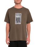 The Volcom Mens Iguchi Valley T-Shirt in Dark Earth