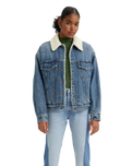 The Levi's® Womens 90s Trucker Jacket in Medium Indigo Worn In