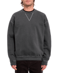 The Volcom Mens Skate Vitals Remy S Crew Sweatshirt in Asphalt Black