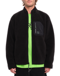 The Volcom Mens Muzzer Fuzzar Zip Fleece Jacket in Black