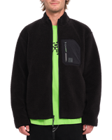 The Volcom Mens Muzzer Fuzzar Zip Fleece Jacket in Black