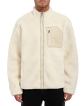 The Volcom Mens Muzzer Fuzzar Zip Fleece Jacket in Dirty White