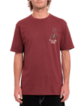 The Volcom Mens Lintell Classic T-Shirt in Merlot