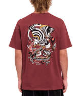 The Volcom Mens Lintell Classic T-Shirt in Merlot